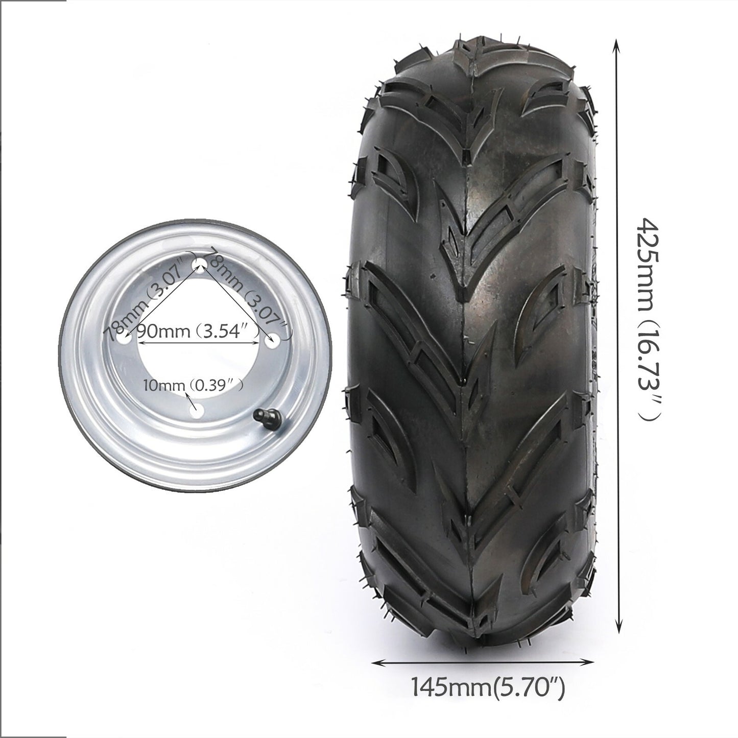 2pcs 7 inch 16x8-7 Tyre w/ 4 Stud Wheel Rim 110cc 125cc 150cc ATV Quad Go Kart
