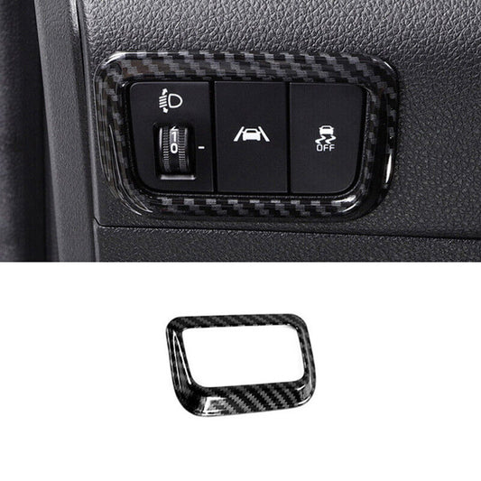 for Kia K5 2021-2023 Carbon Fiber Car Headlight Switch Button Cover Trim Frame