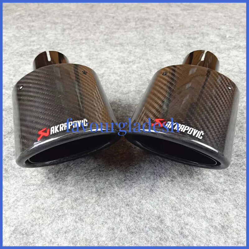 2PCS Akrapovic Oval Exhaust Pipes Car Stainless Black Muffler Pipe 63mm-105mm