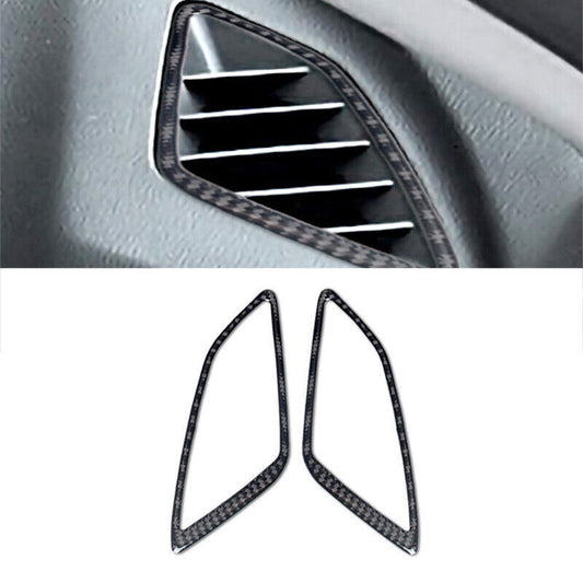 2Pcs Carbon Fiber Dashboard Air Vent Outlet Trim for Mazda 3 Axela 2014-2018