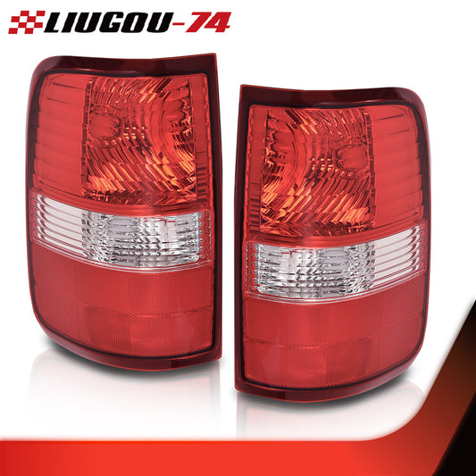 A pair of taillights fits 2004-2008 for Ford F-150 driver and passenger side 2-piece set.