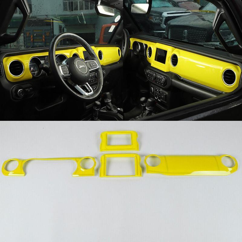 for Jeep for Wrangler JL JT 18-23 Yellow Central Control Instrument GPS Panel Cover