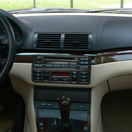 Carbon Fiber Console AC CD Cover Trim Fit for BMW 3 Series E46 1998-05