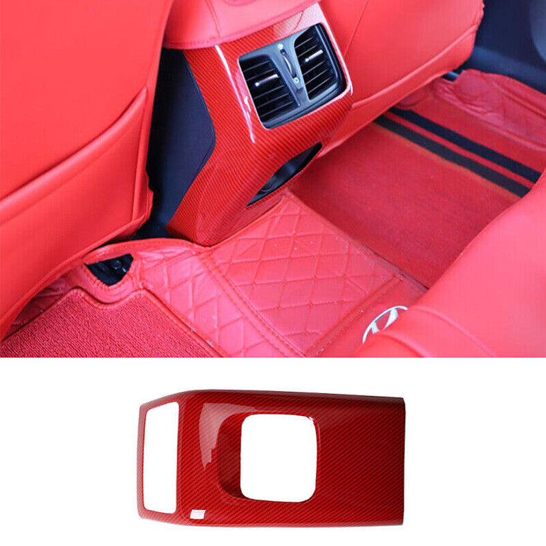 for Hyundai Sonata 2015-19 Red Carbon Fiber Rear Row Air Outlet Anti-kick Cover