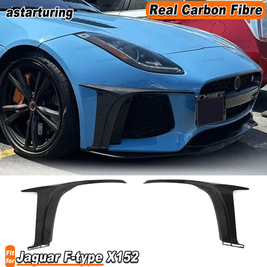 Fit for Jaguar for F-type X152 16-19 Real Carbon Front Bumper Fins Splitters Canard