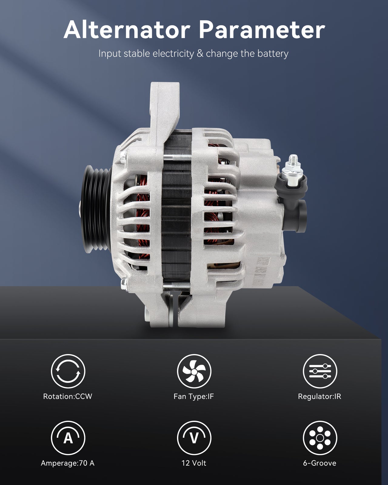 1PC New Alternator 12V 70Amp Fit for 2001-2005 for Honda for Civic L4 1.7L AMT0125