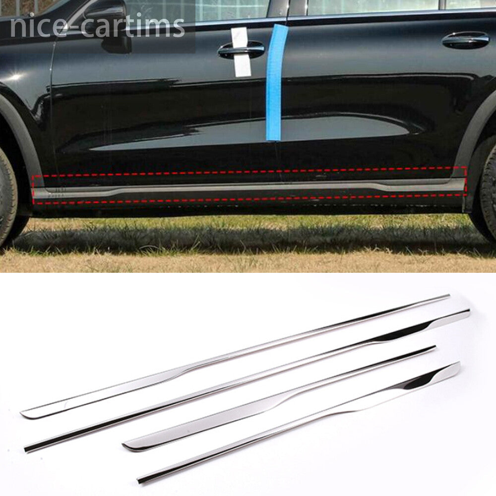 4¡ÁSteel Chrome Body Side Skirt Stripes Panel Trim for Benz GLS Class X167 2020+