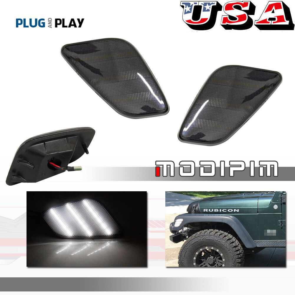 Two smoke-white front fender side marker parking lights for the 1997-06 for Jeep for Wrangler .