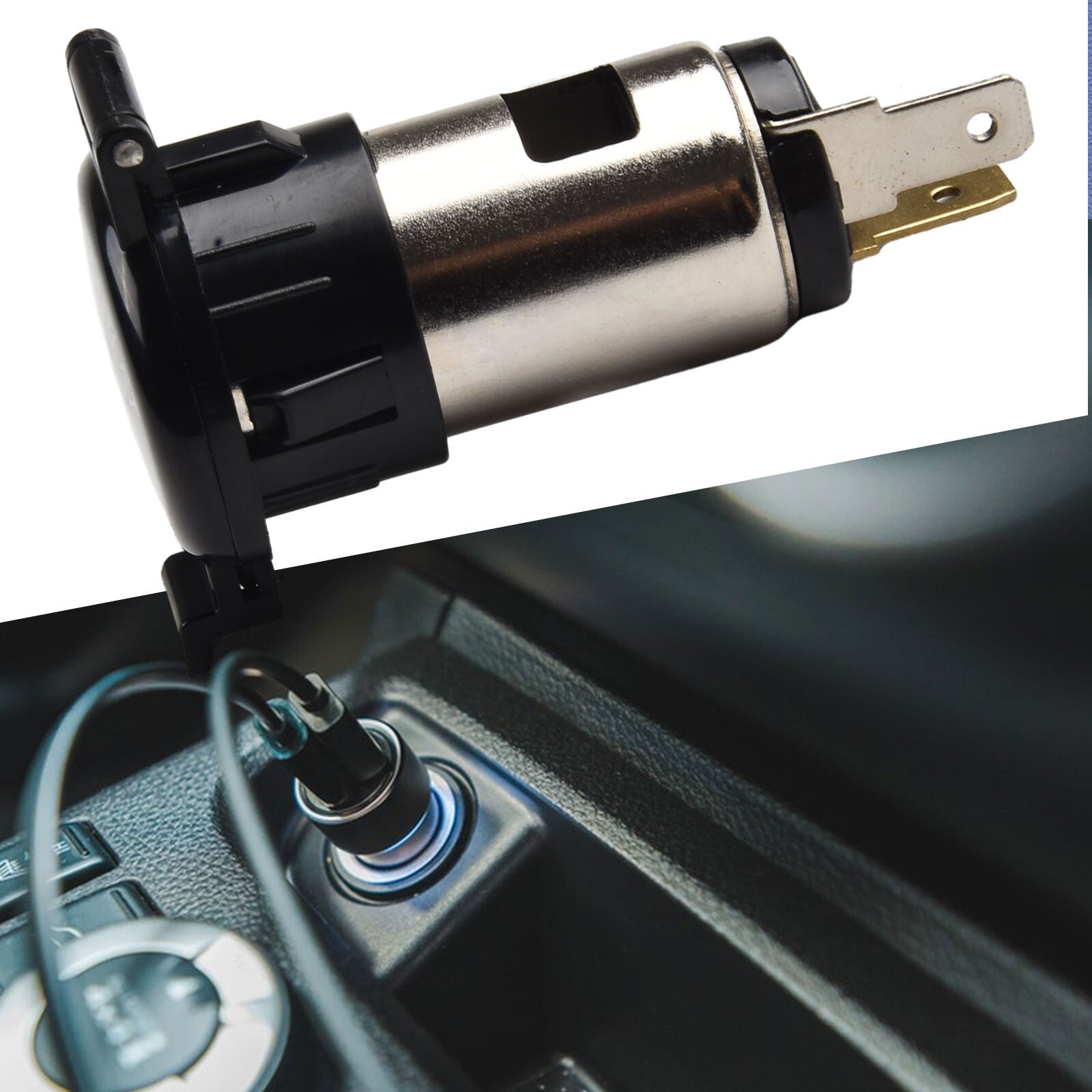 Car Power Plug with Waterproof Cover 10A Suitable for GPS Mobile Phones Mp3