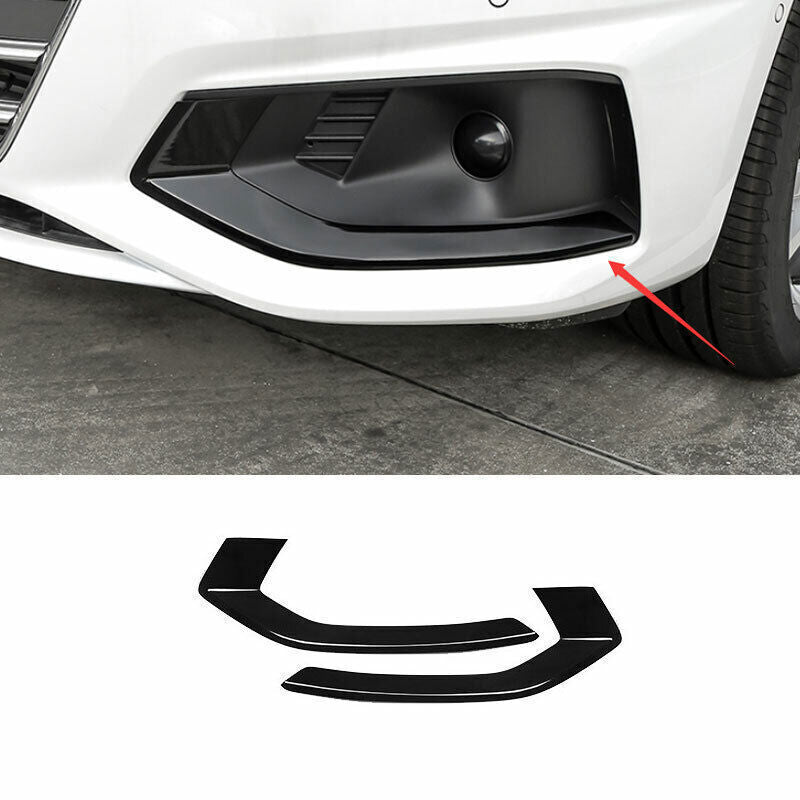 Fit for Audi A4 A5 2020-21 ABS Black Front Bumper Fog Light Lamp Strip Trim 2PCS