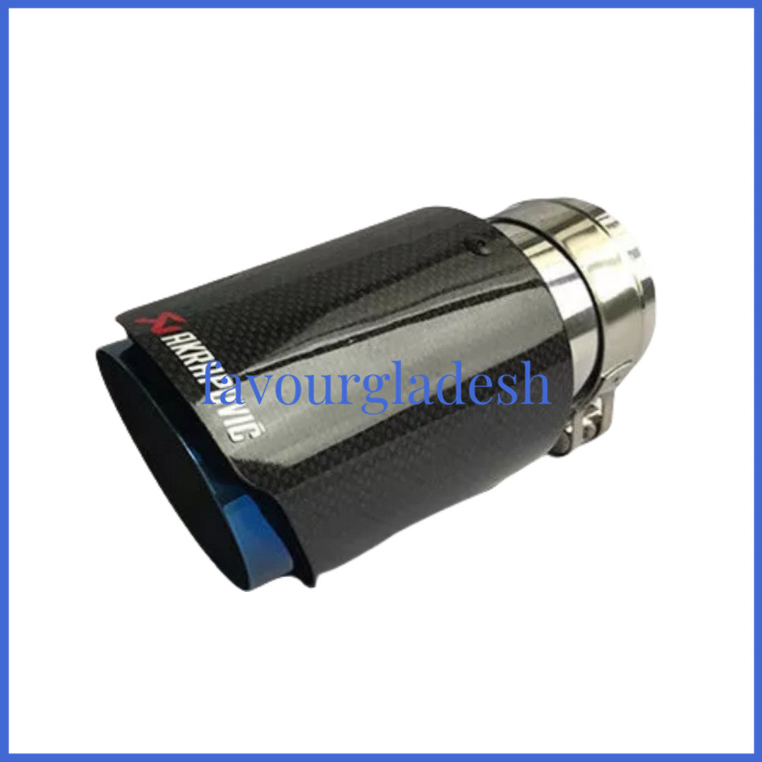 1X 2.5 63mm  4.0101mm Akrapovic Glossy Carbon Fiber Exhaust tip Blue End pipe