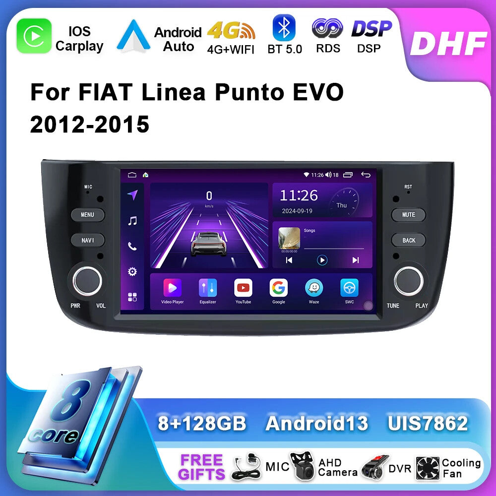 for Fiat Linea Punto EVO 2012-2015 CarPlay Car Radio Multimedia Video Player GPS