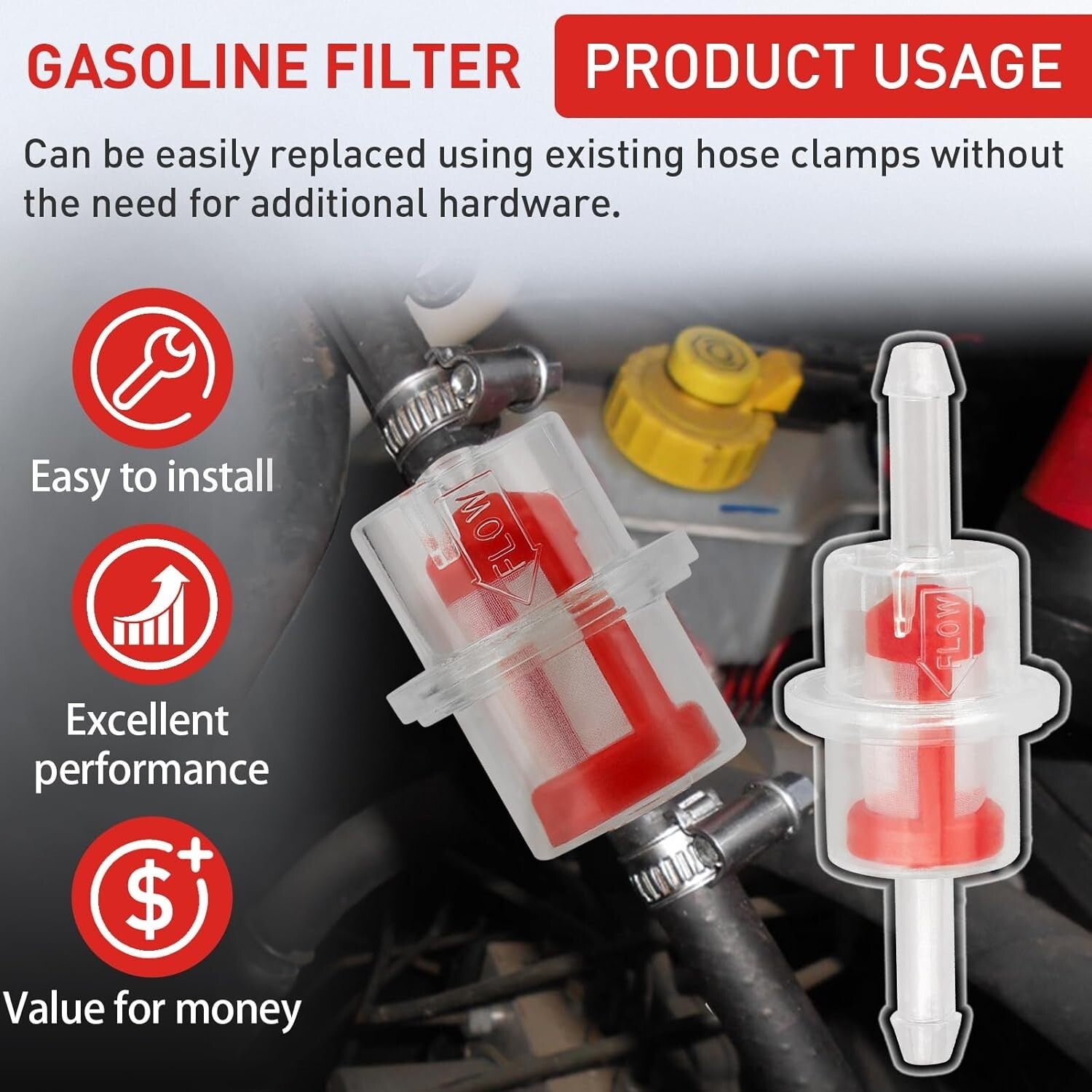 3/16 Inline Gas Fuel Filter for Polaris 440 500 EFI 600 650 for Polaris Classic 700