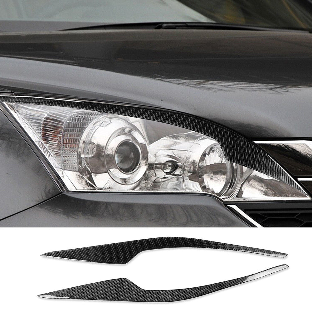 Carbon Fiber Front Headlight Eyelids Eyebrow Panel Trim for Honda CR-V 2007-2011