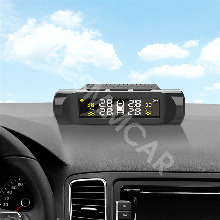 Car TPMS Tire Pressure Temp Monitor System LCD Digital Display 4 External Sensor