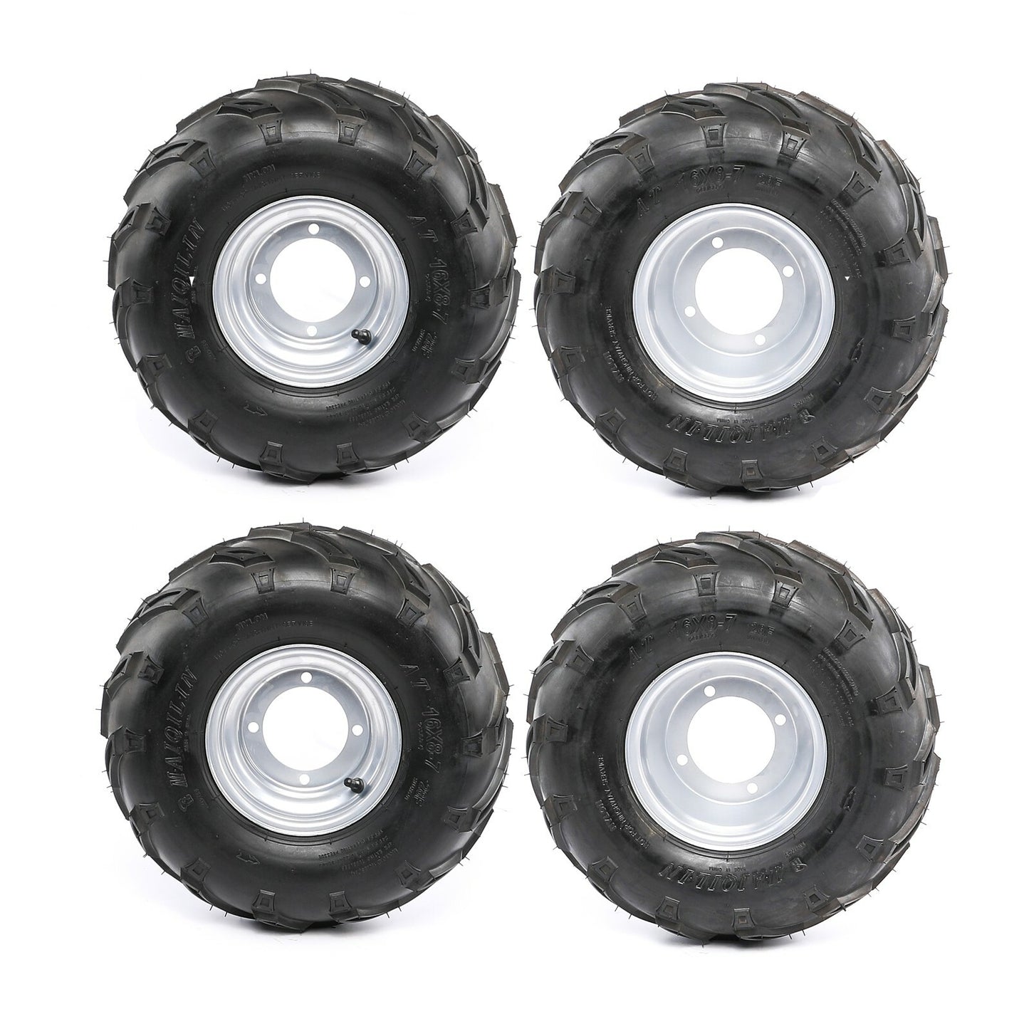 4-piece all-terrain vehicle tire set, 16x8-7 tires, rims, 4 studs, 110mm, 7-inch wheels, Taodao go-kart four-wheel set, 125cc.