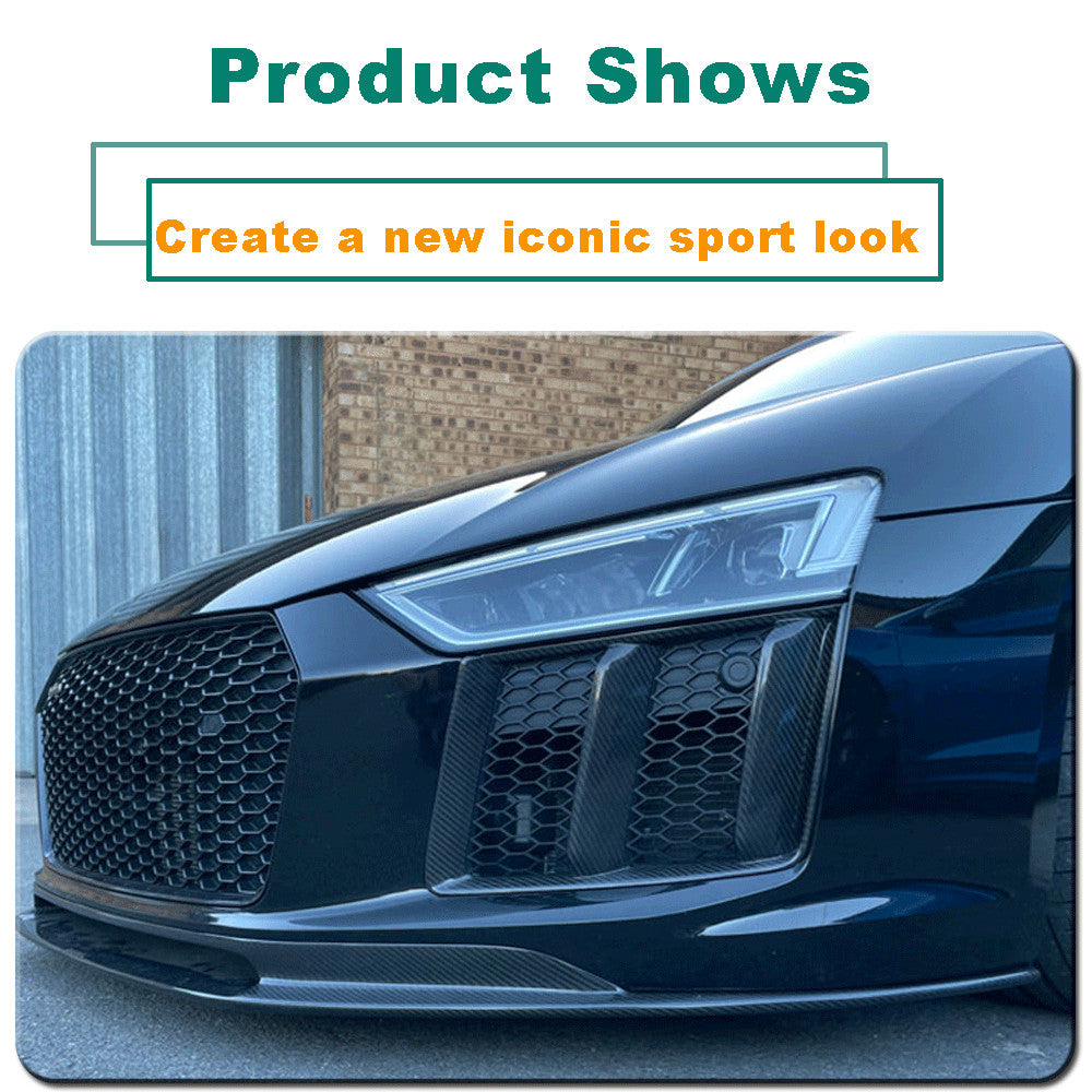 Fit for Audi R8 2016-2018 DRY CARBON Front Side Air Vent Covers Trim Grille Fins