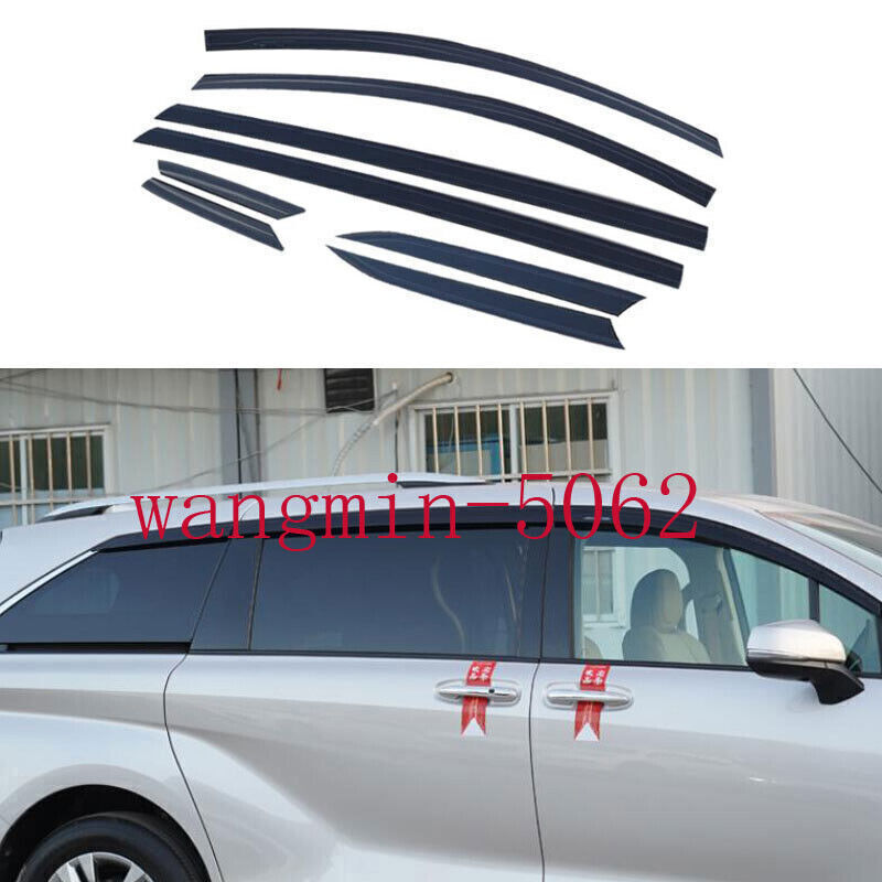 Matte Black Window Visor Vent Shades Sun Rain Guard Trim for Toyota for Sienna 21-23