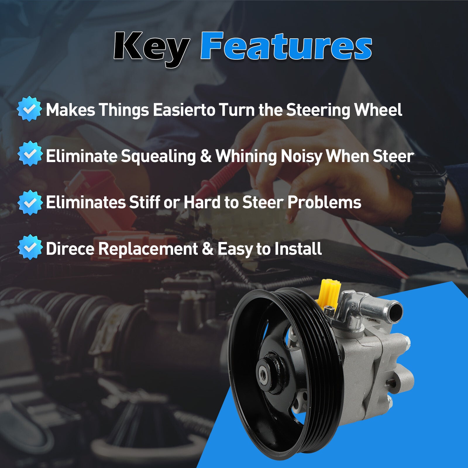 Power Steering Pump w/ Pullley For 07-13 for Nissan Altima 2.5L L4 3.5L V6 21-5478