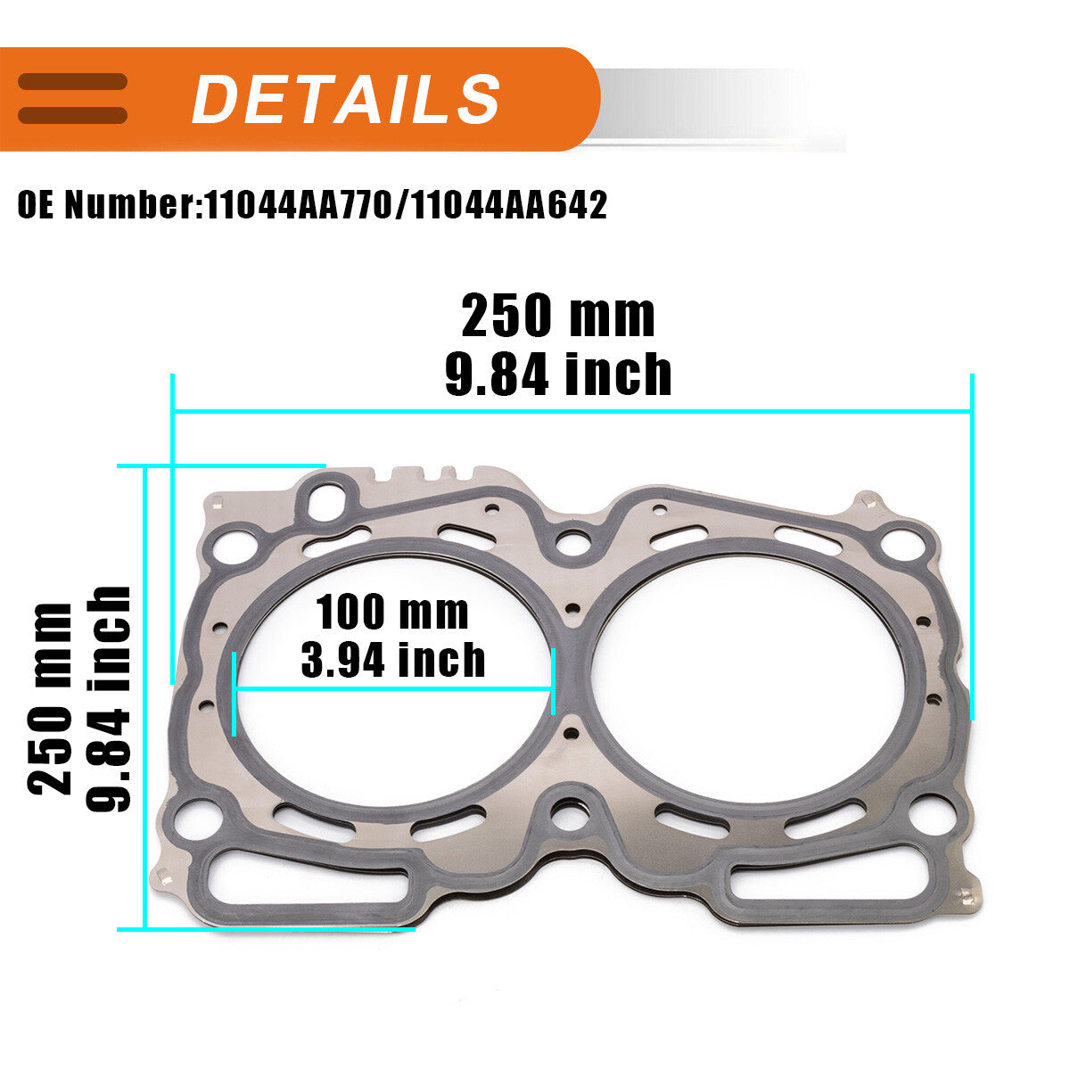 2PCS Cylinder Head Gasket 11044AA642 for Subaru Forester 1999-2010 Non-Turbo AU
