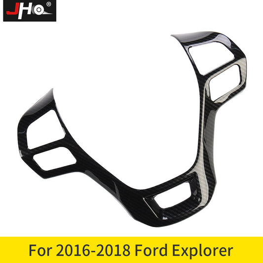 Carbon Fiber Black Car Steering Wheel Cover Trim Frame for Ford Explorer 2016-19