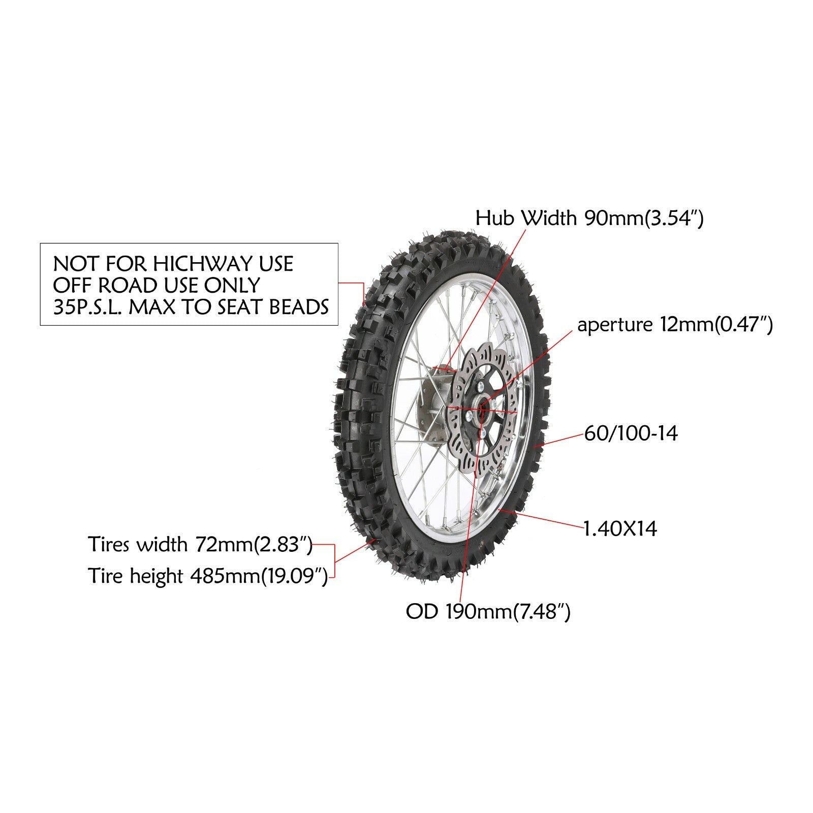 80/100-12 + 60/100-14 wheelset, tires, rims, rear swingarm, KLX110, KX65, SSR110, CRF70