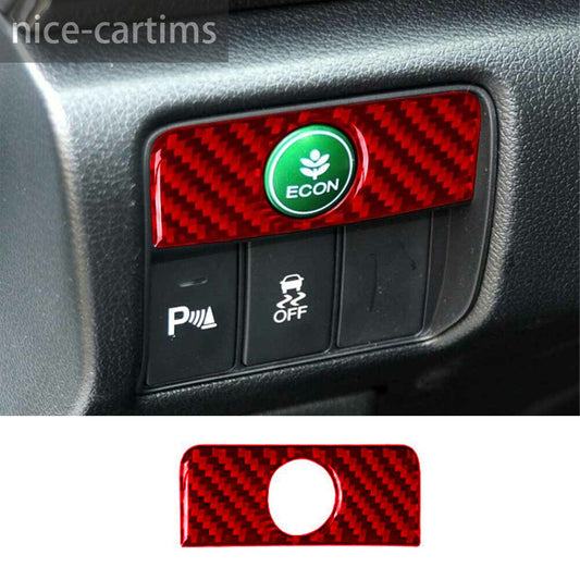 Red Carbon Fiber Inner ECON Button Switch Panel Cover for Honda Accord 2013-2017