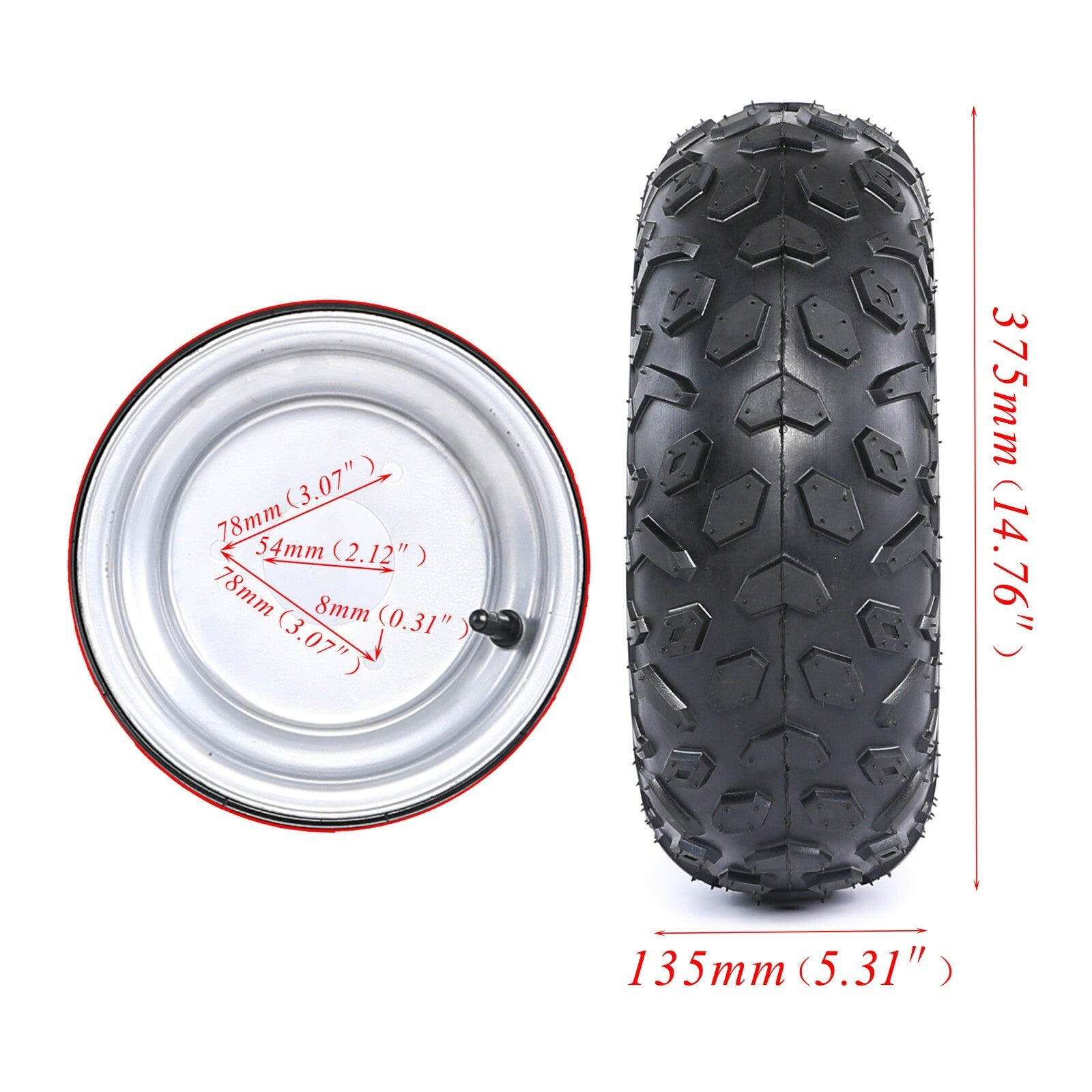 4-piece set of 6-inch wheels, 145/70-6 rims, 3 bolts, 145x70-6 all-terrain vehicle, four-wheel go-kart.
