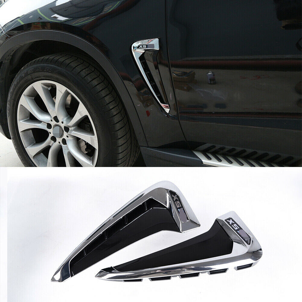 Chrome Side Body Marker Fender Air Flow Wing Vent Trim for BMW F15 X5 2014-18ABS
