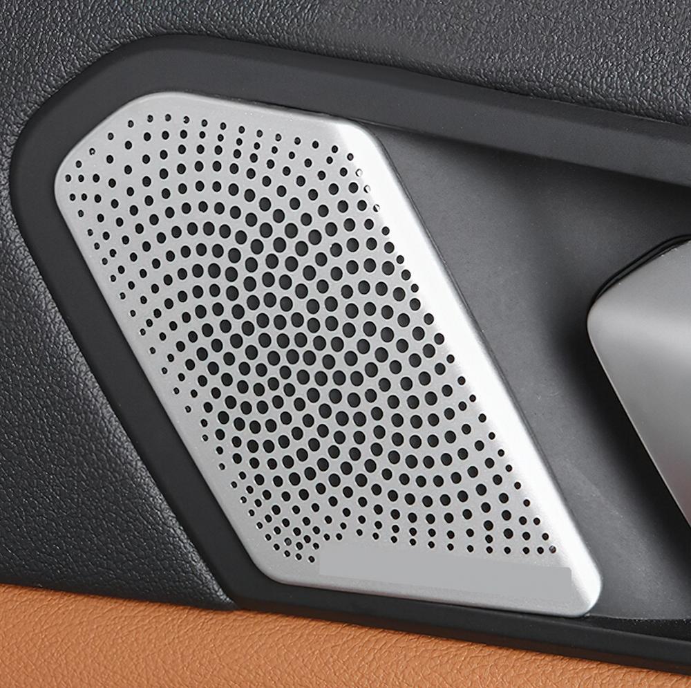 Steel Silver Door Pull Handle Panel Speaker Cover Trim 2x for BMW X5 G05 2019-23