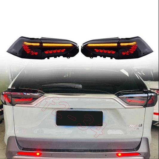 Smoke Black LED Rear Lamps Taillights Dynamic Signal for Toyota Rav4 2019-2022