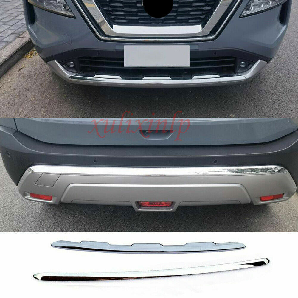 for Nissan Rogue 21-23 Chrome FrontRear Bumper Moulding protector Cover Trim 2X