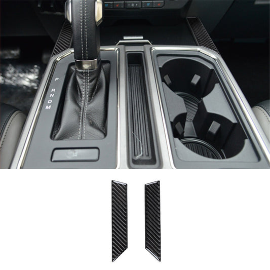 2Pcs Carbon Fiber Interior Floor Console Cover Trim for Ford F-150 2015-17