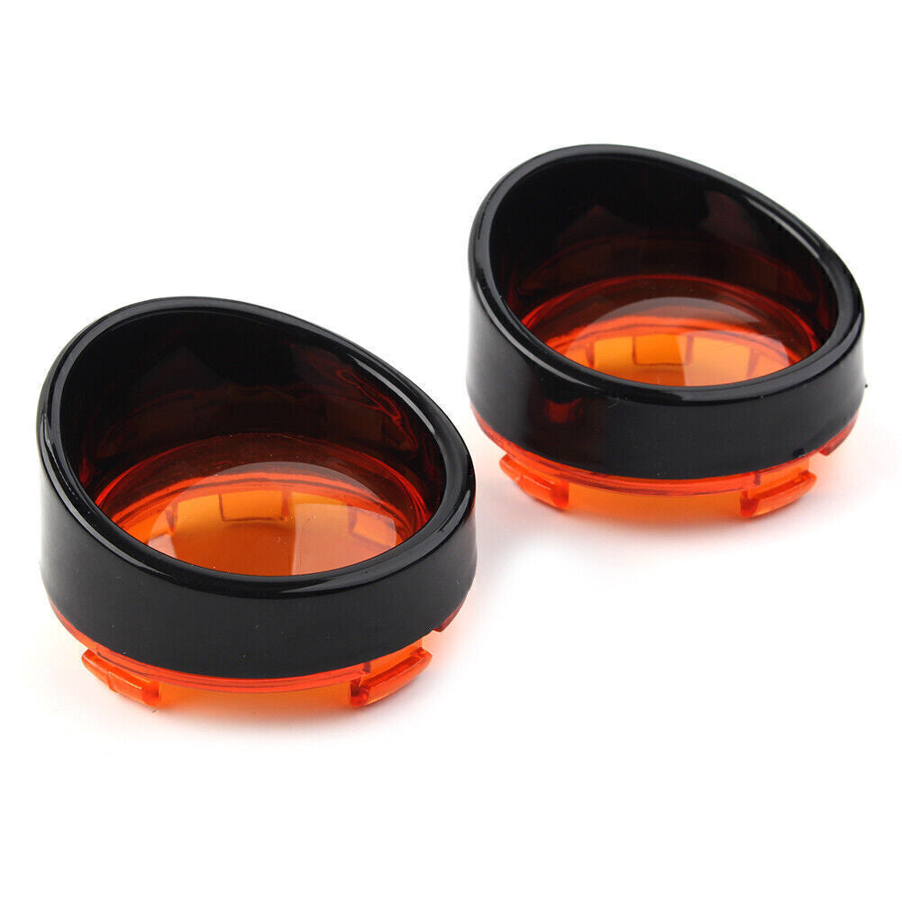 Turn Signal Light Lens Cover Yellow Bezels Visor for Harley Davidson Softail