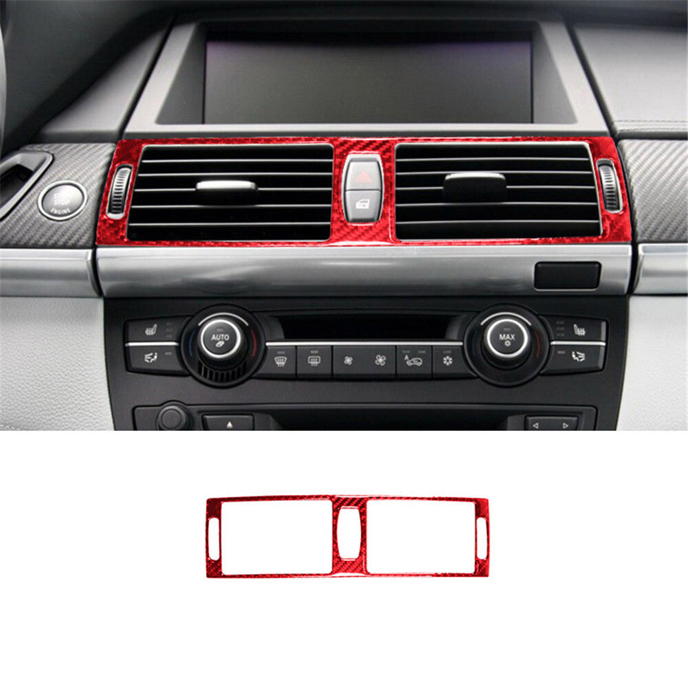 Red carbon fiber central ventilation cover for BMW X5 E70 X6 E71 2011-2013