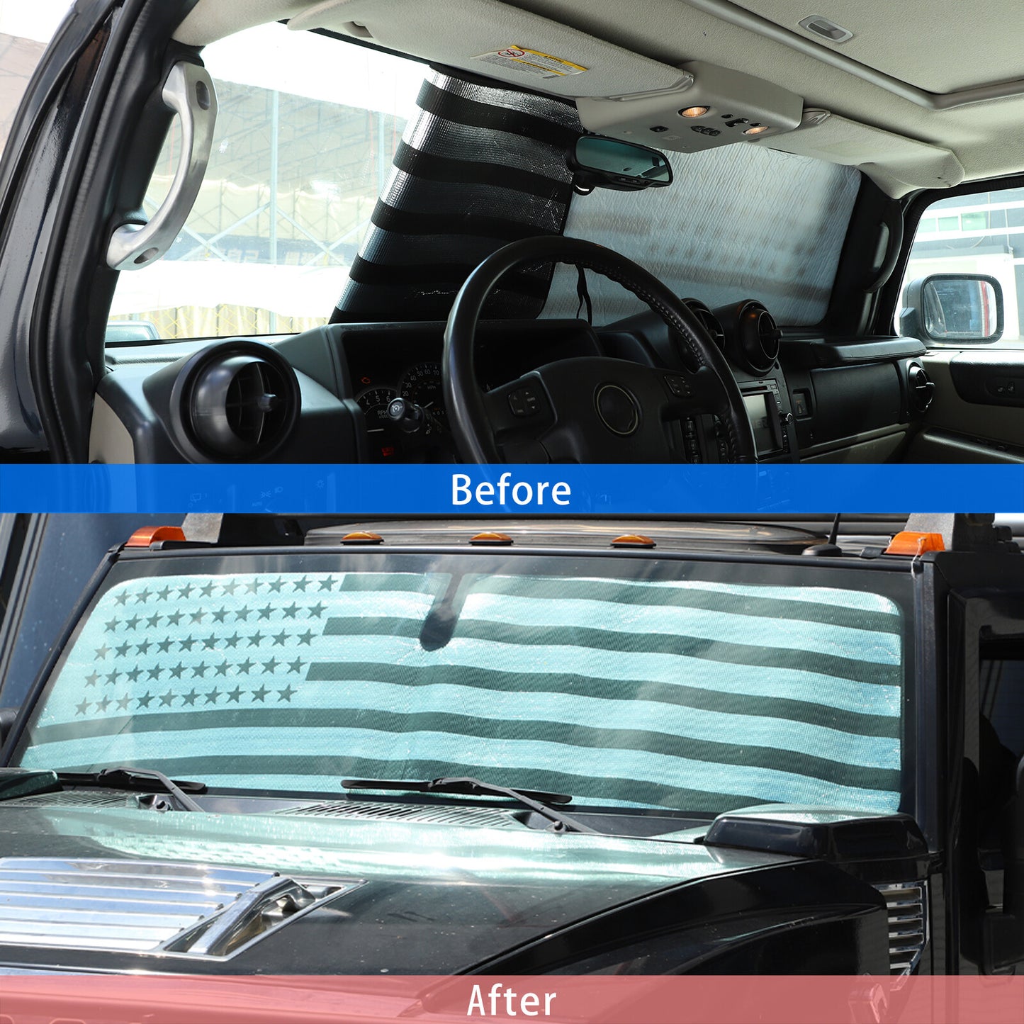 American flag windshield sunshade suitable for Hummer H2 2003-2009