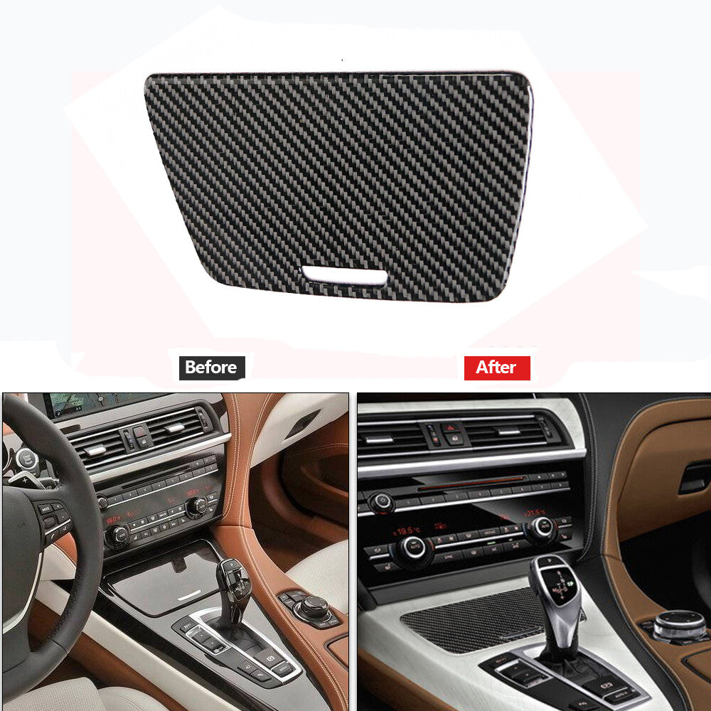 Carbon Fiber Watercup Holder Panel Cover Trim for BMW 6 Series F12 F13 2011-2018