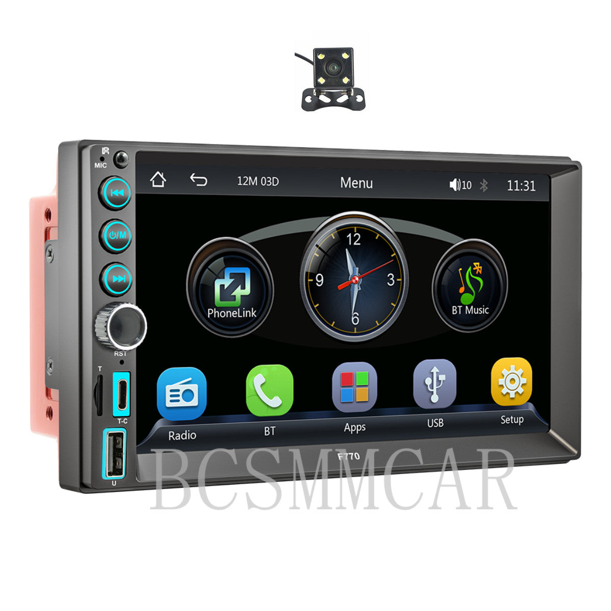7 Double 2 DIN Stereo Car MP5 Player Bluetooth Touch Screen Radio With Camera