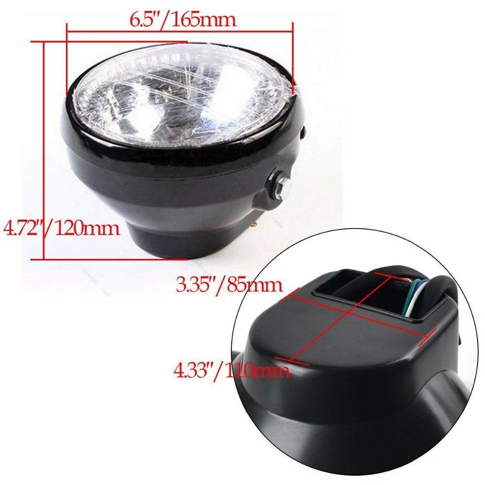 6.5 Universal LED Motorcycle Headlight + Bracket for Harley Cafe Racer Bobber