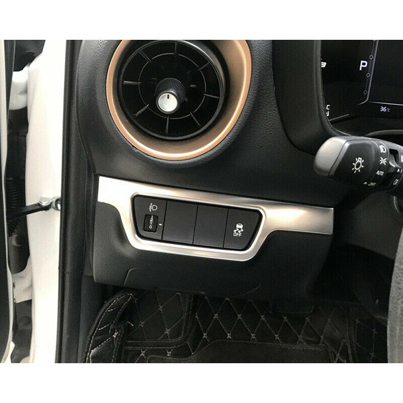 for Kia Forte 2019-2021 Silver interior Headlight Switch Button Cover Trim Frame