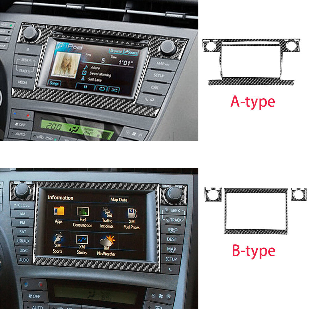 For Toyot@ Prius 2012-15 RHD Center Control Navigation Set Trim Carbon Fiber¡Á15