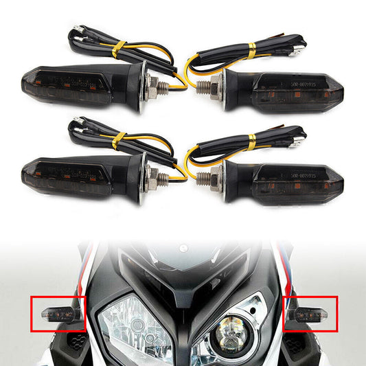4X Universal Motorcycle LED Turn Signal Indicator Amber Blinker Light Lamp Smoke