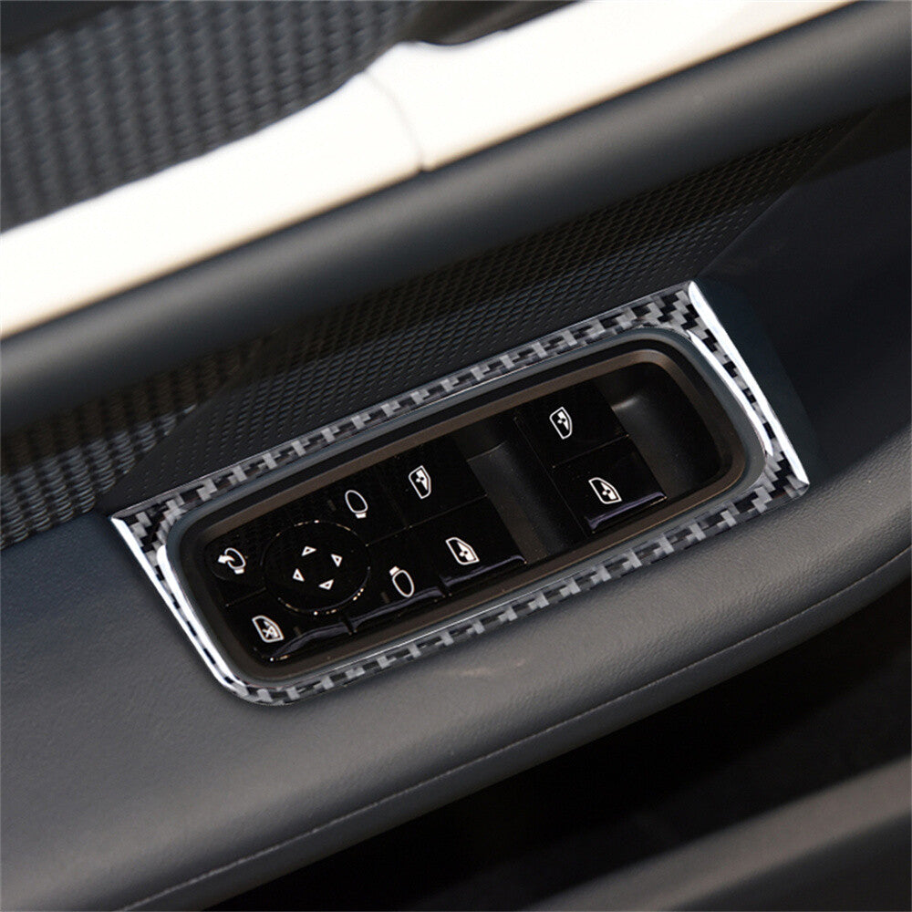 4¡ÁCarbon Fiber Window Lift Switch Button Panel Trim for Porsche Taycan 2019-2022
