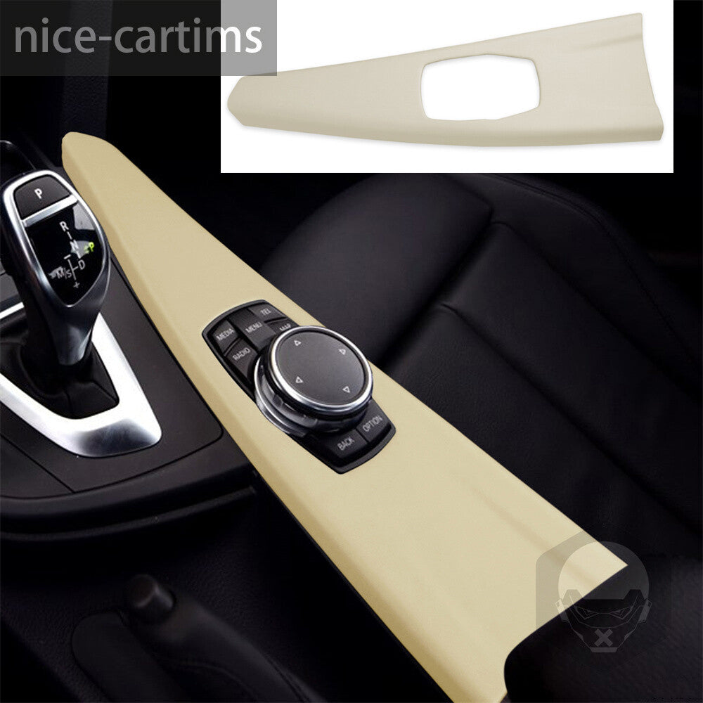 PU Leather Off White Multimedia Panel Cover for BMW 3 4 Series 3GT F30 F34 13-19