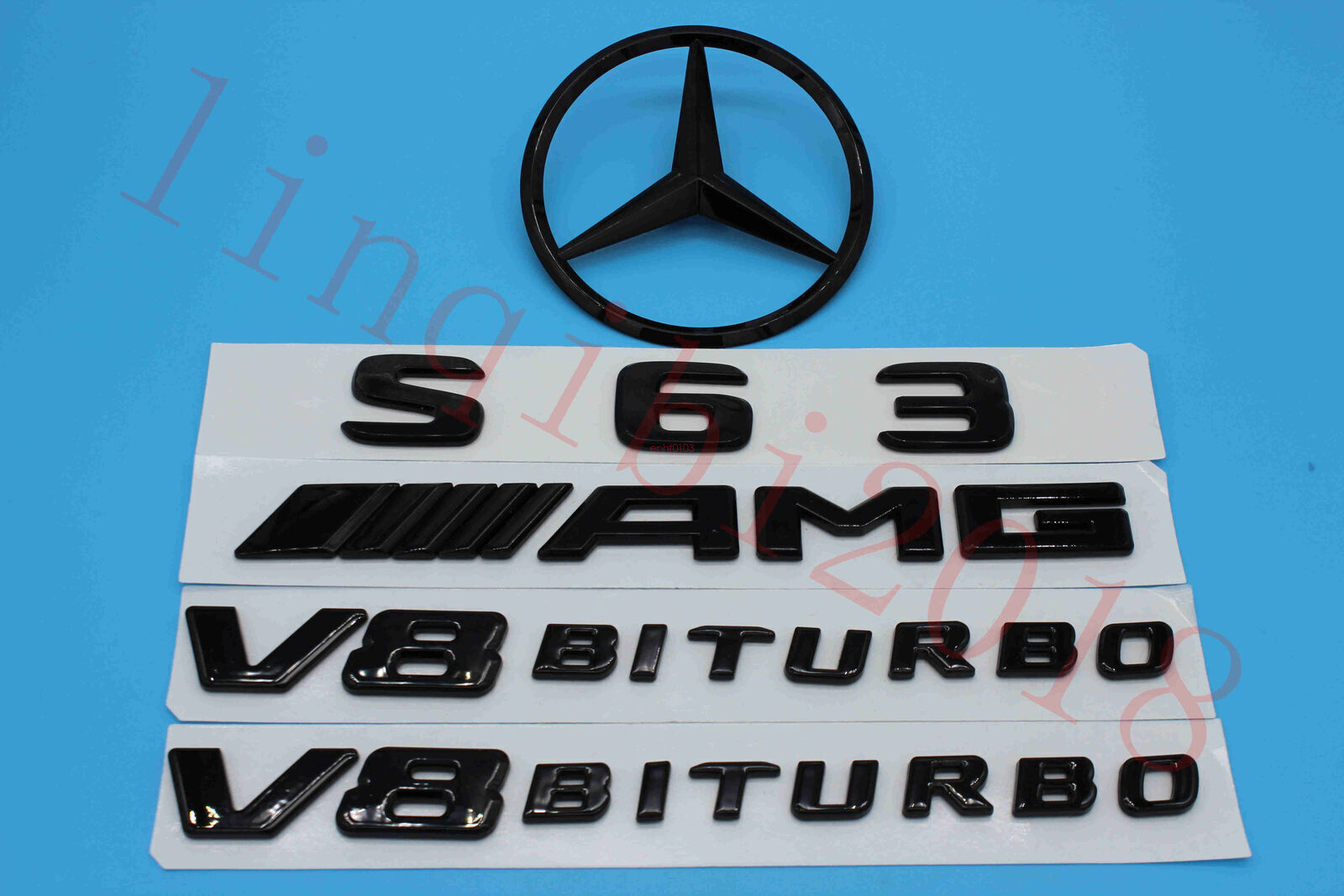 1Set Gloss Black Trunk Logo Sticker Decal Emblem Badge Package W221 S Class S63