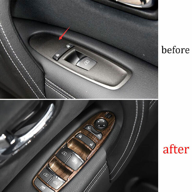 Glass Window Lifting Lock Panel Trim for Nissan Armada Y62 2017-2020 Wood Grain