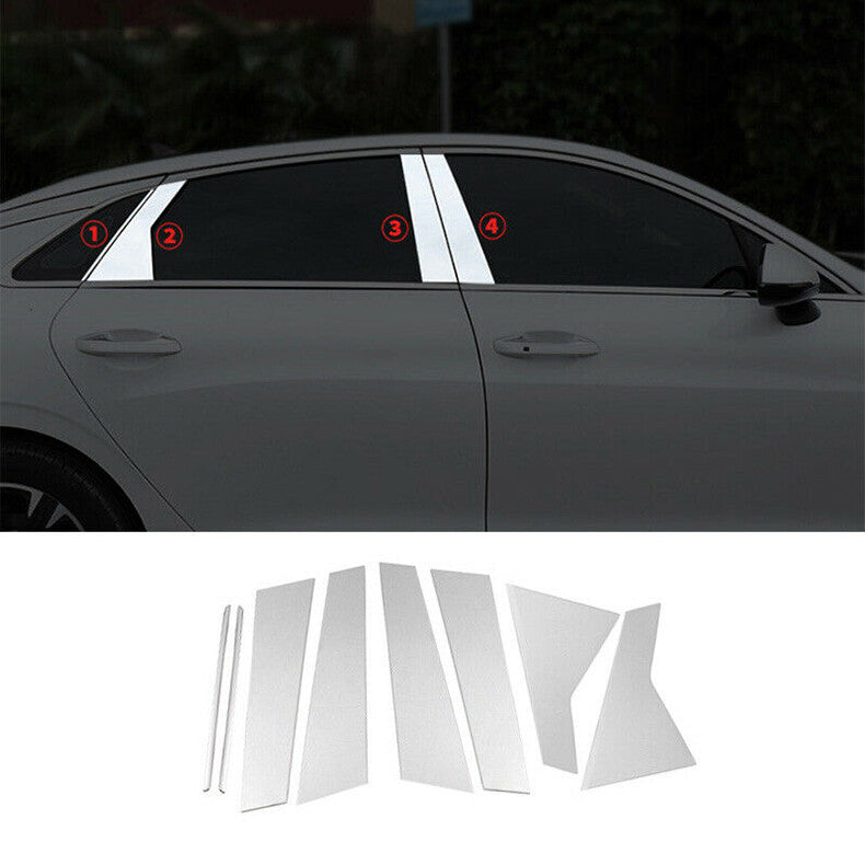 Chrome Pillar Posts for Kia K5 2021-2023 8pc Set Door Trim Mirror Cover Kit