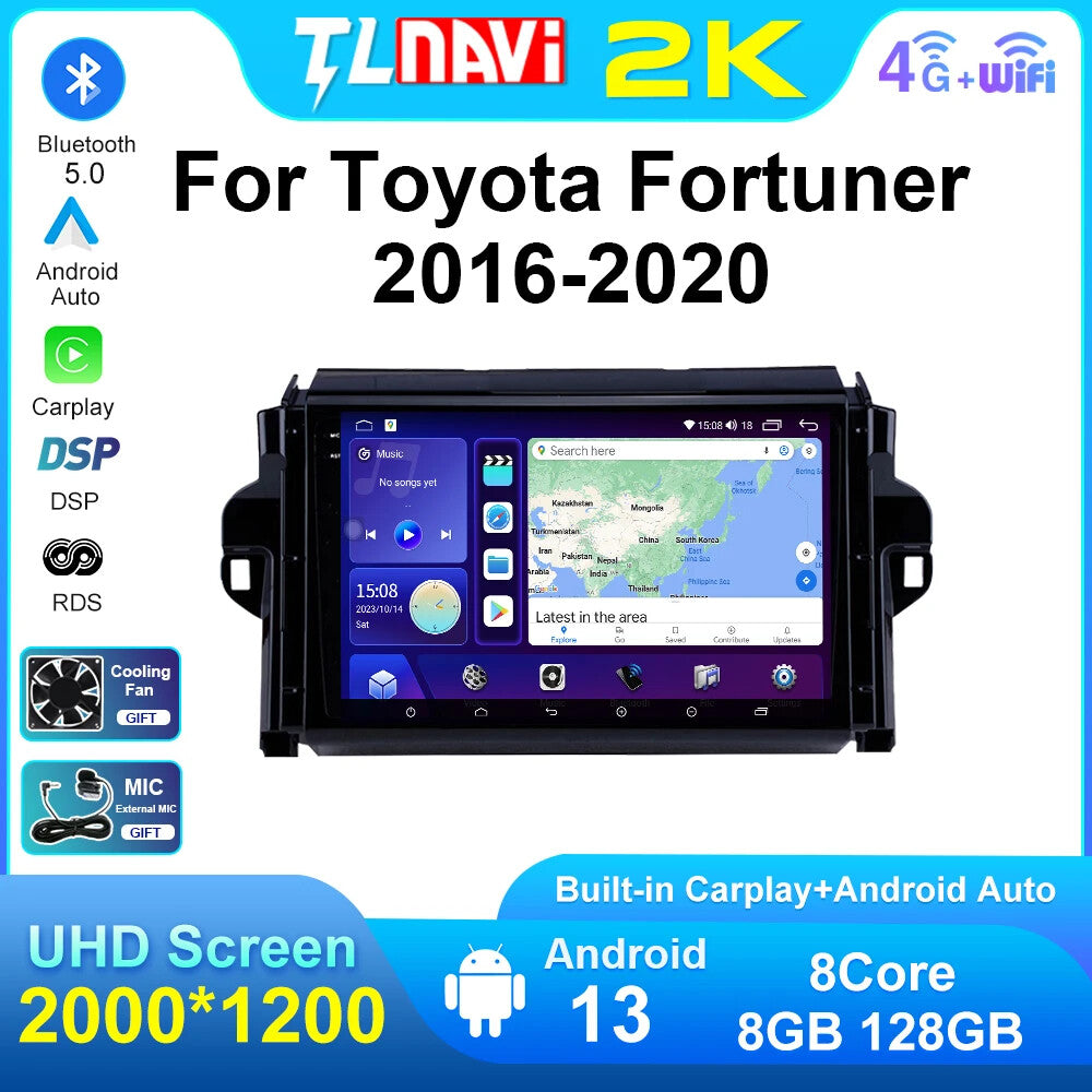 for Toyota Fortuner 2 2016-2020 CarPlay Car Radio GPS Multimedia Player Screen