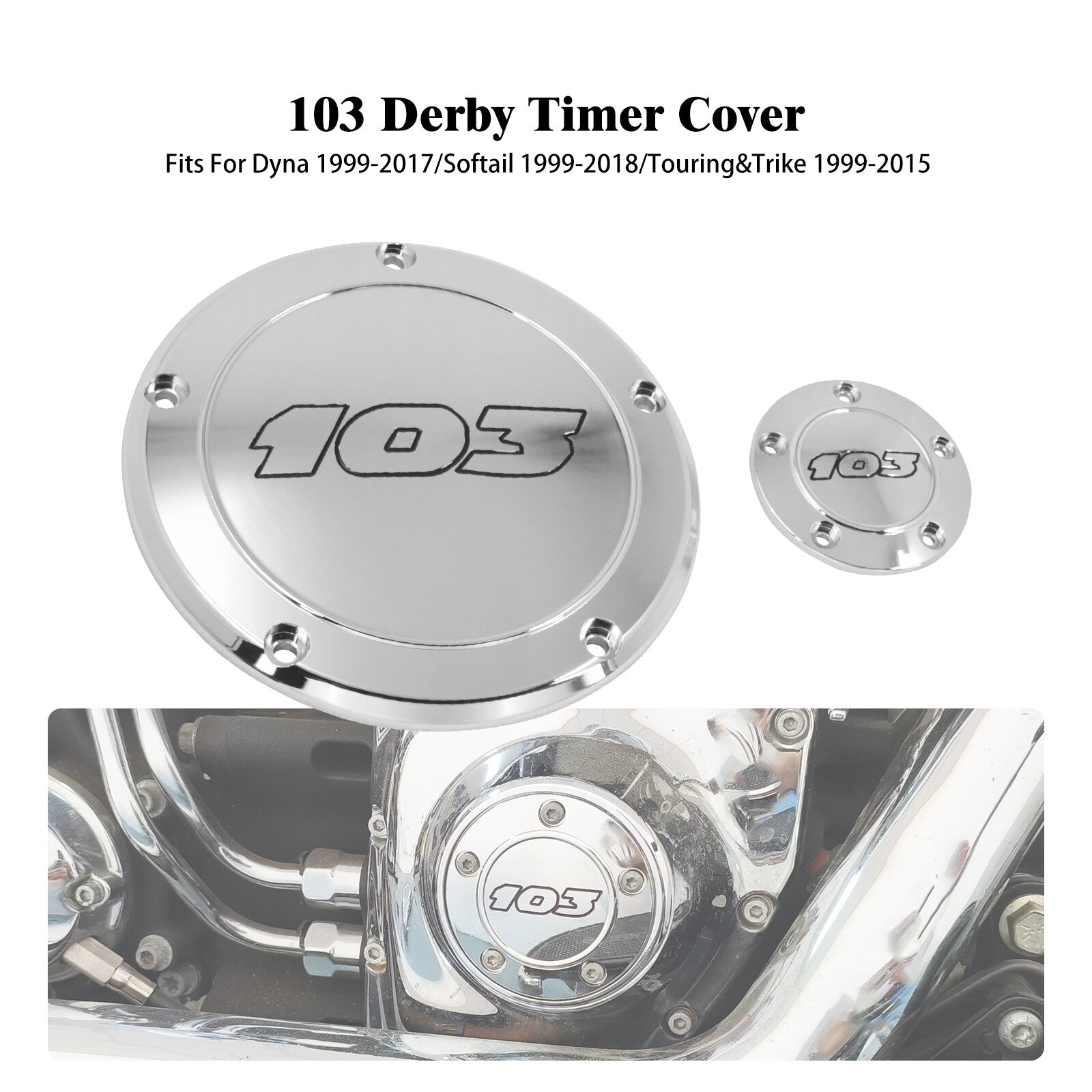 Chrome 103 Derby Timing Timer Cover for Harley Touring Road Electra Glide 99-15