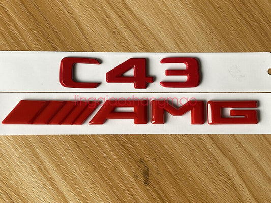 Glossy Red 3D Number and Letter Trunk Badge Set C43 AMG